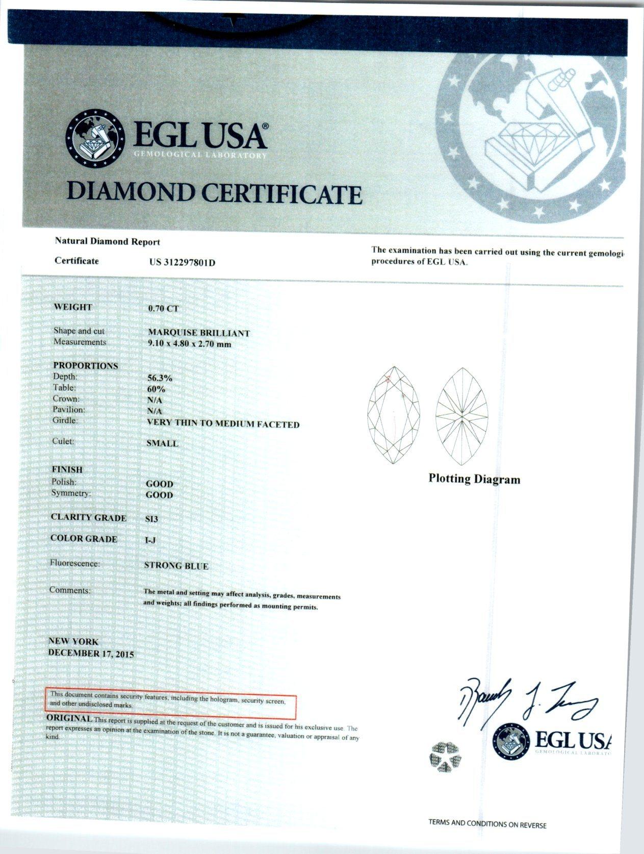 Halskette mit EGL-zertifiziertem 0,70 Karat Marquise-Diamant-Gold-Anhänger von Peter Suchy im Angebot 1