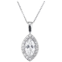 Peter Suchy EGL Certified .70 Carat Marquise Diamond Gold Pendant Necklace