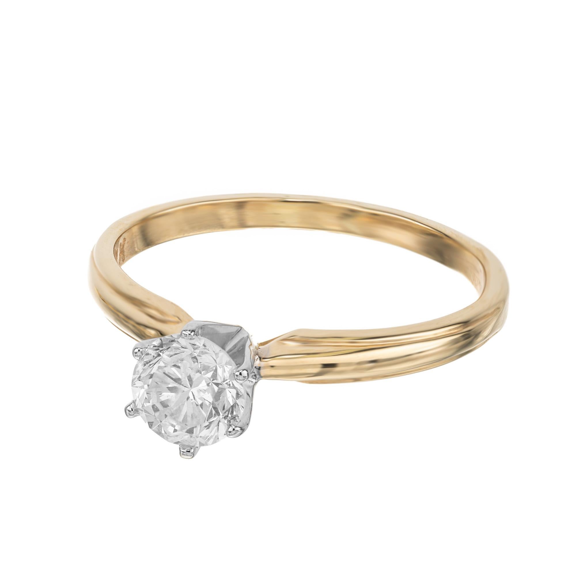 Round Cut Peter Suchy EGL Certified .73 Carat Diamond Two Tone Gold Engagement Ring For Sale