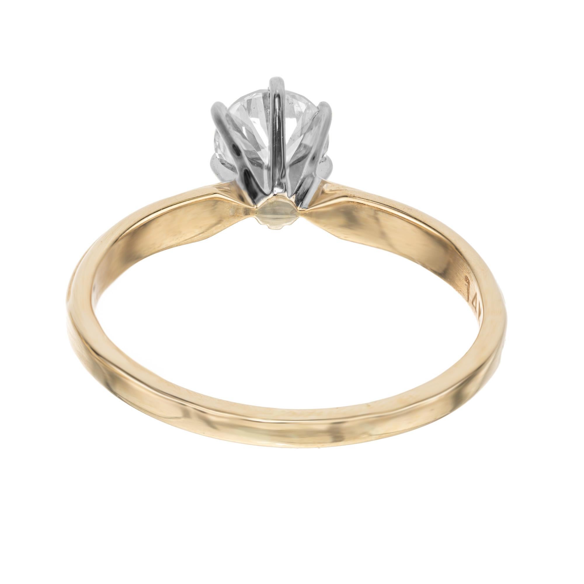 Peter Suchy EGL Certified .73 Carat Diamond Two Tone Gold Engagement Ring For Sale 1