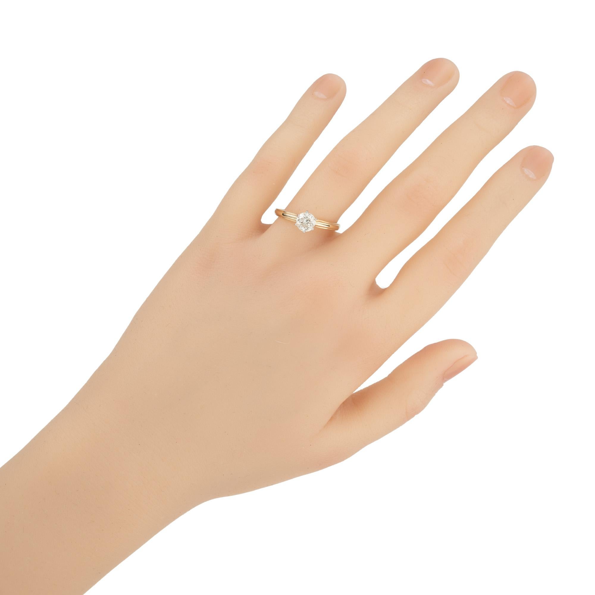 Peter Suchy EGL Certified .73 Carat Diamond Two Tone Gold Engagement Ring For Sale 3