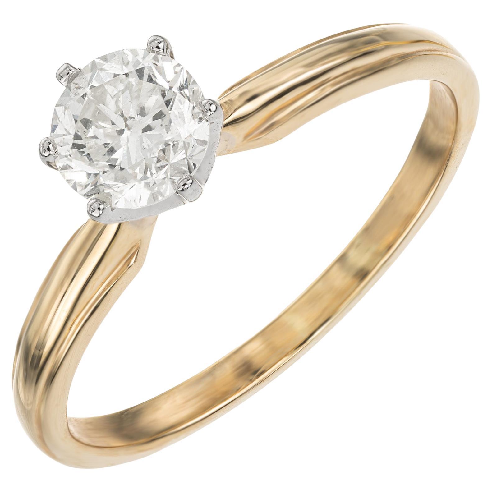 Peter Suchy EGL Certified .73 Carat Diamond Two Tone Gold Engagement Ring For Sale