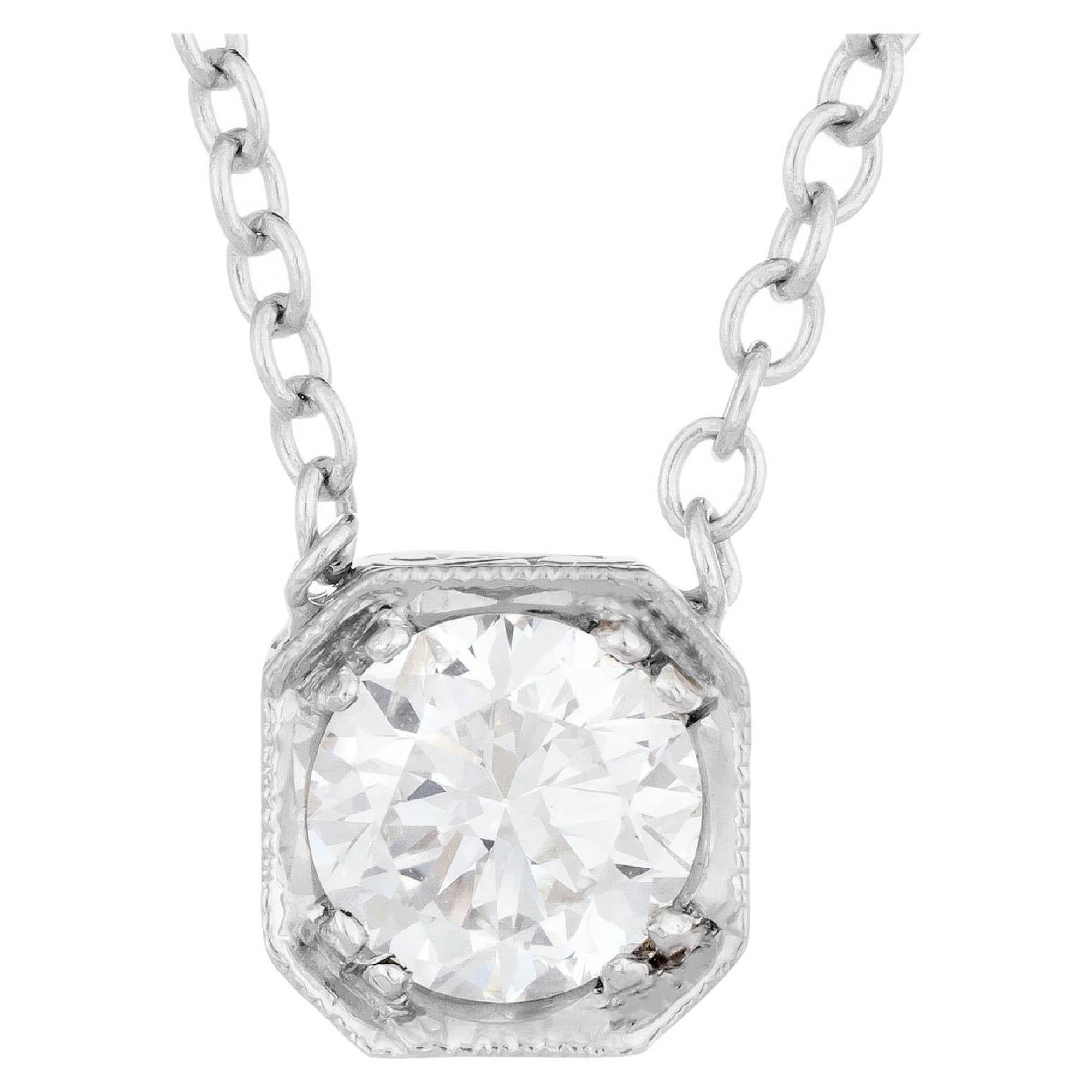 Peter Suchy EGL Certified .74 Carat Diamond White Gold Pendant Necklace