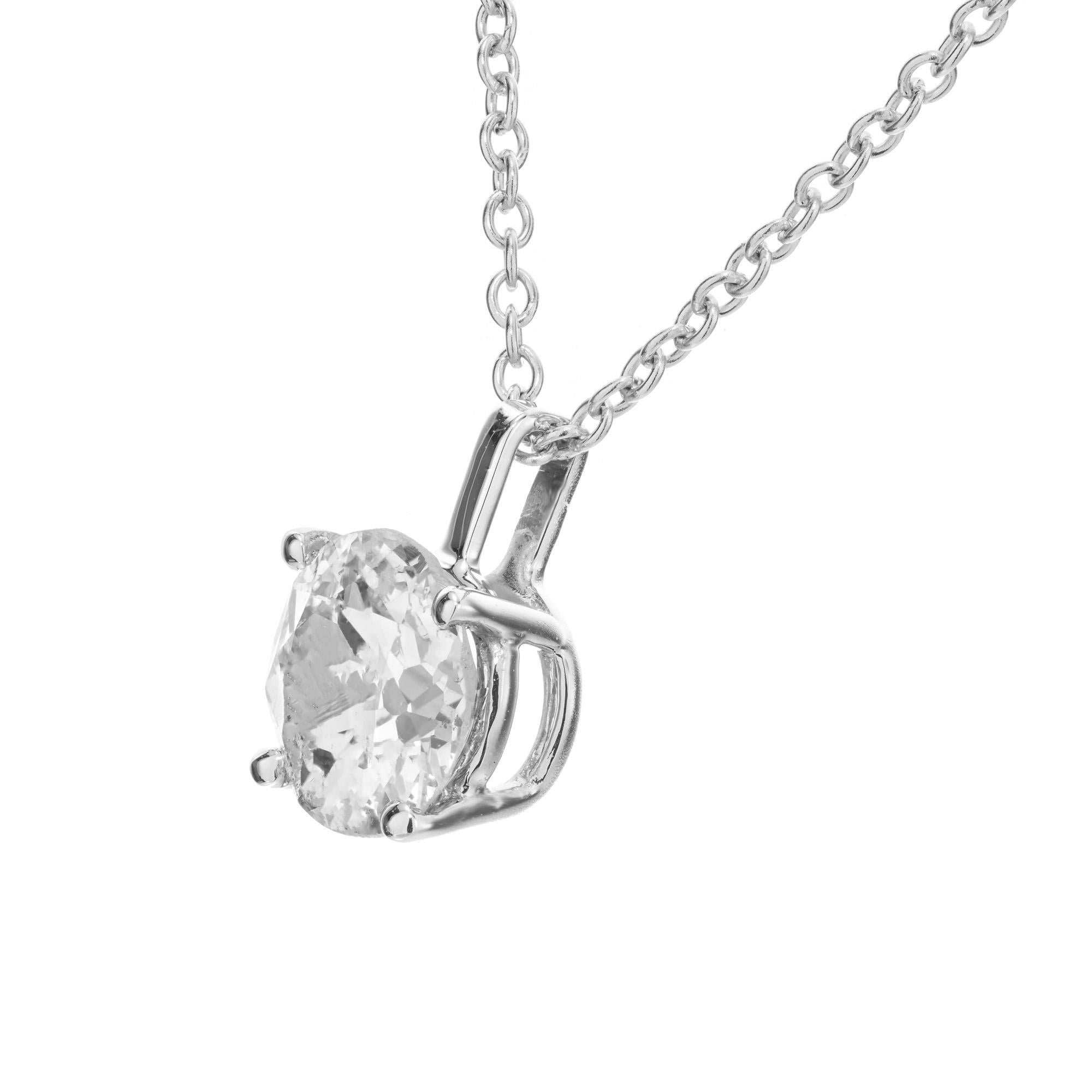 Taglio antico europeo Peter Suchy, collana con ciondolo in oro bianco con diamante certificato EGL da 0,76 carati in vendita
