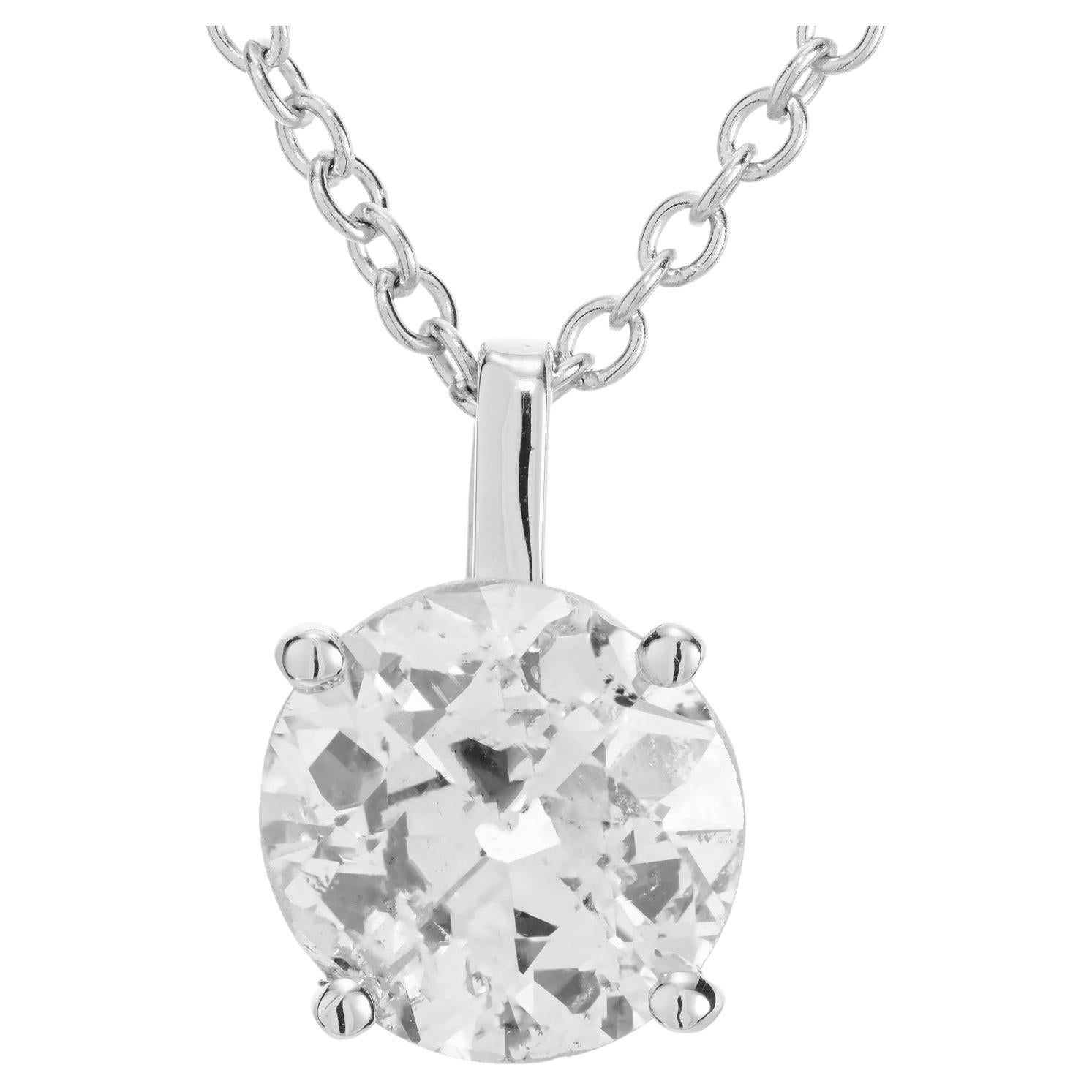 Peter Suchy EGL Certified .76 Carat Diamond White Gold Pendant Necklace  For Sale