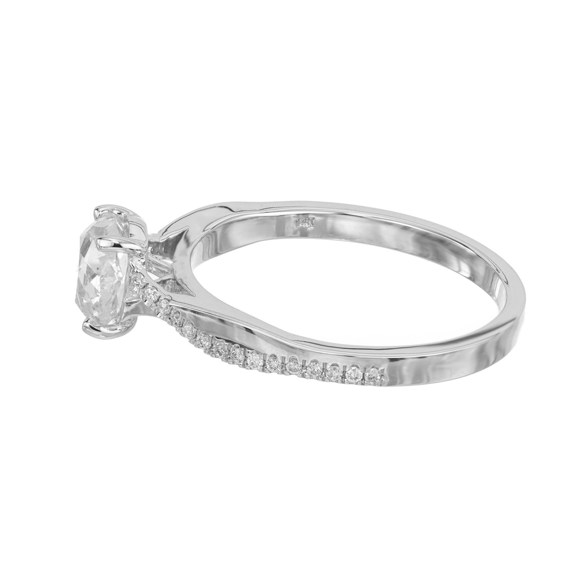 Women's Peter Suchy EGL Certified .79 Carat Old Mine Diamond White Gold Engagement Ring For Sale