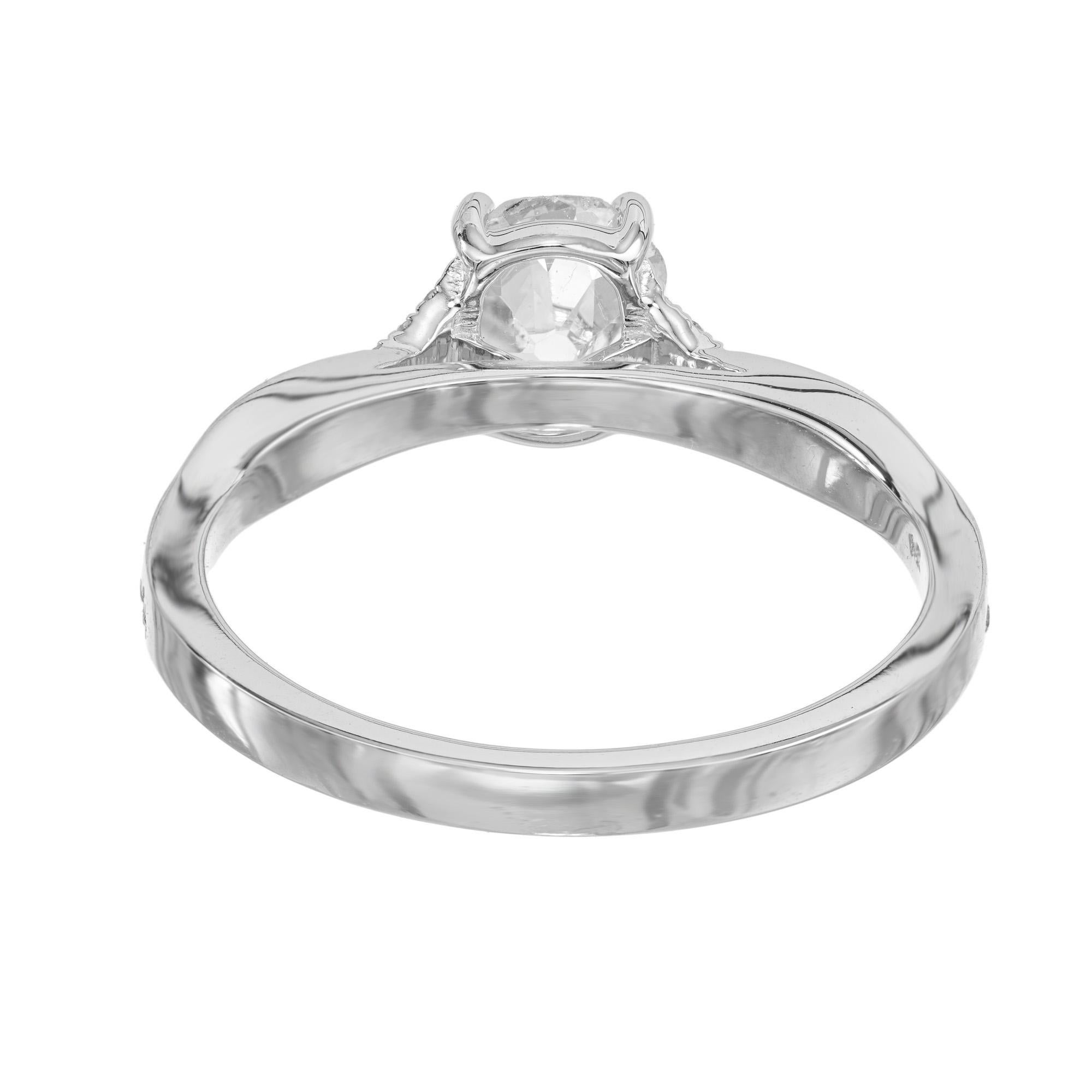 Peter Suchy EGL Certified .79 Carat Old Mine Diamond White Gold Engagement Ring For Sale 1