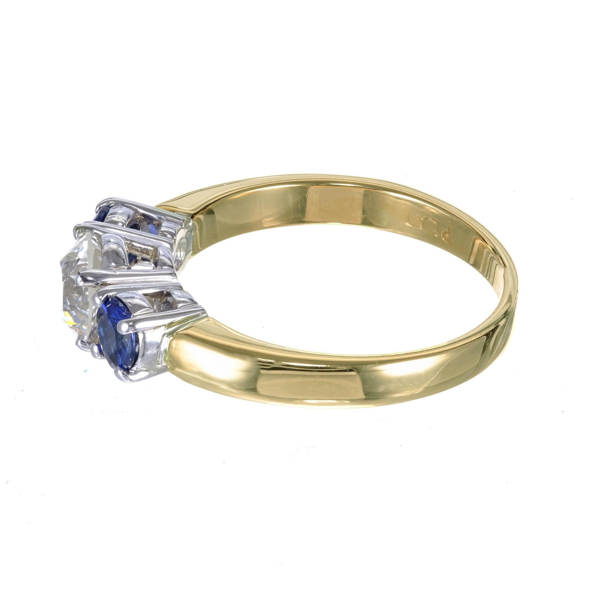 Peter Suchy EGL Certified .81 Carat Diamond Sapphire Platinum Engagement Ring In Excellent Condition In Stamford, CT