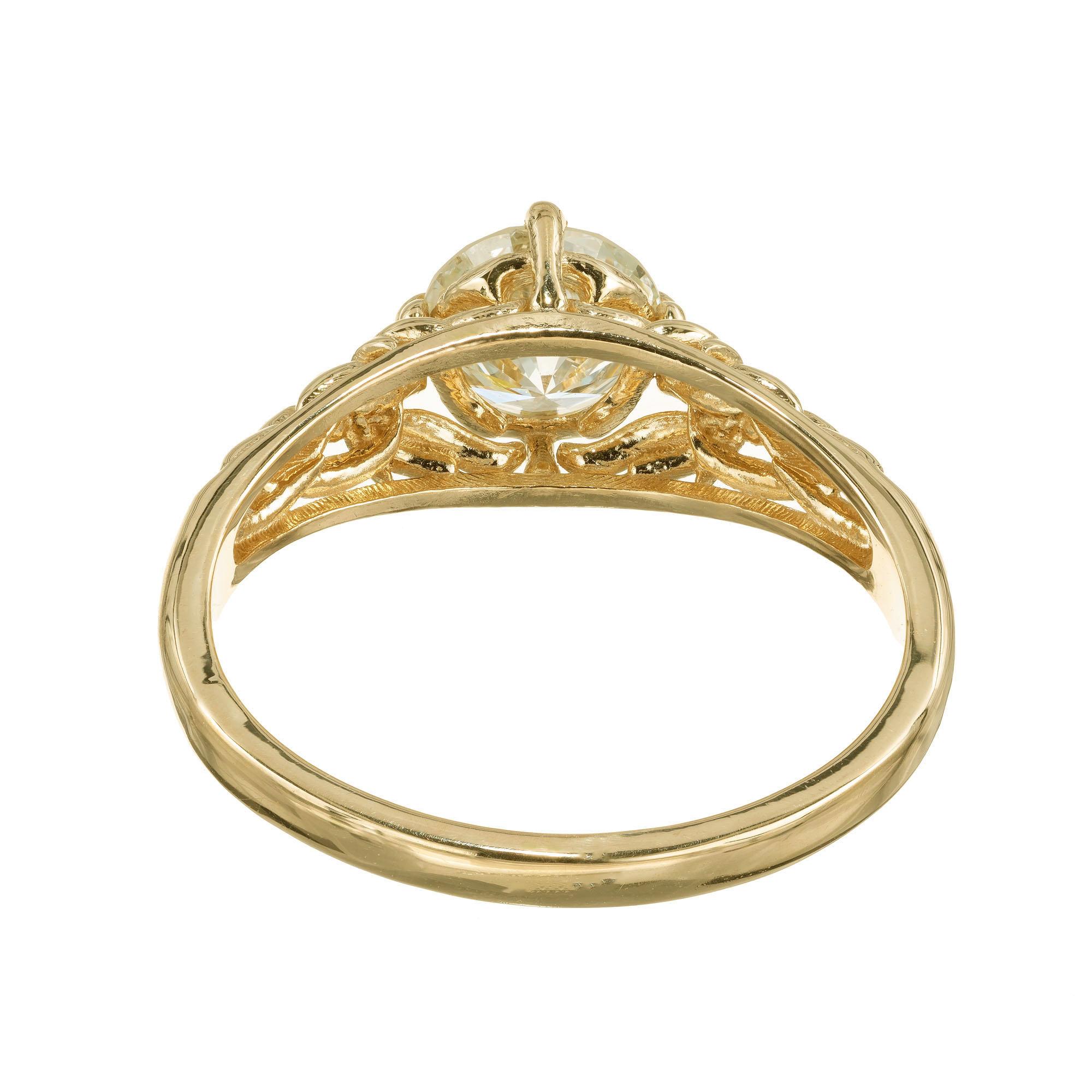 Peter Suchy Bague de fiançailles en or jaune certifiée EGL avec un diamant de 0,92 carat Neuf à Stamford, CT