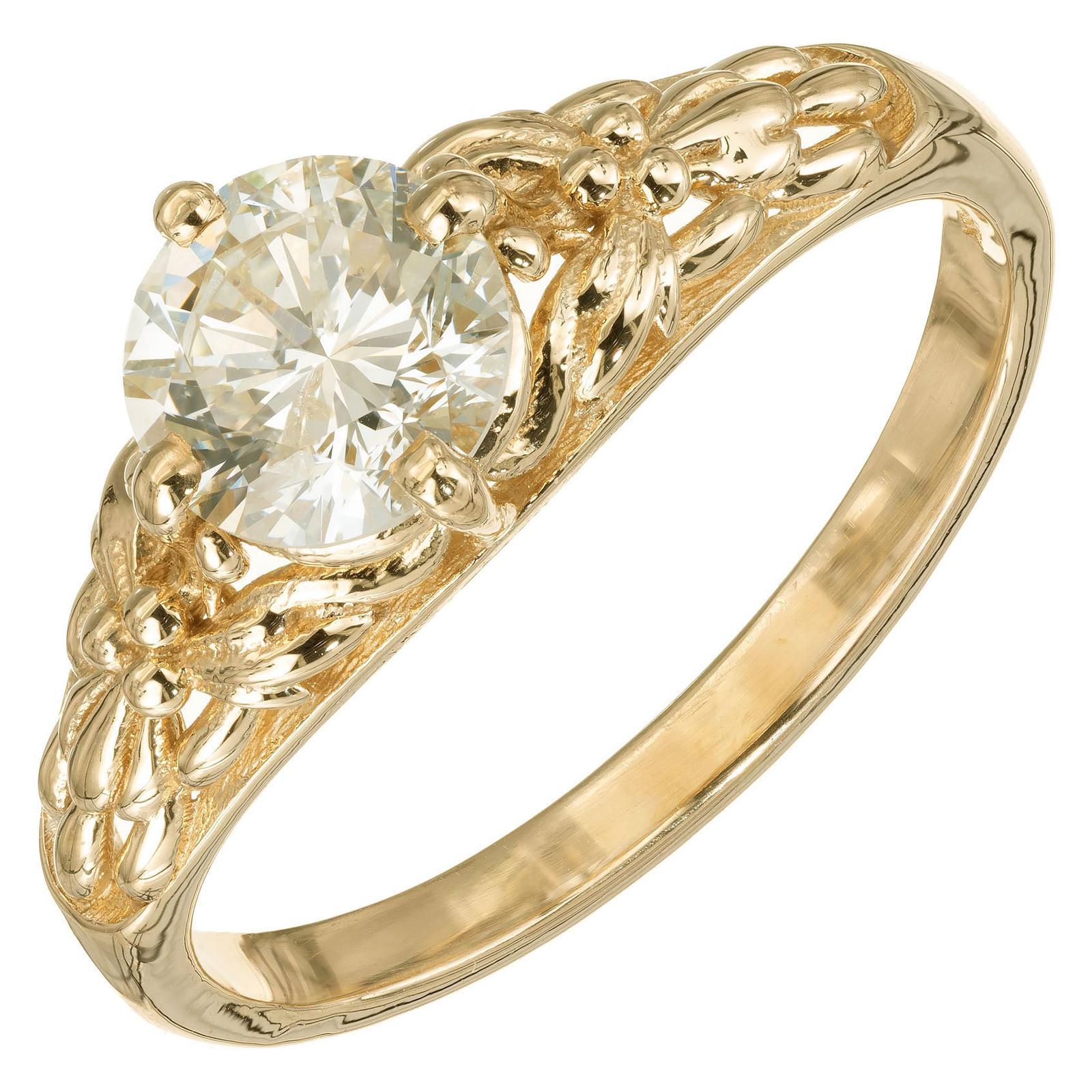 Peter Suchy Bague de fiançailles en or jaune certifiée EGL avec un diamant de 0,92 carat