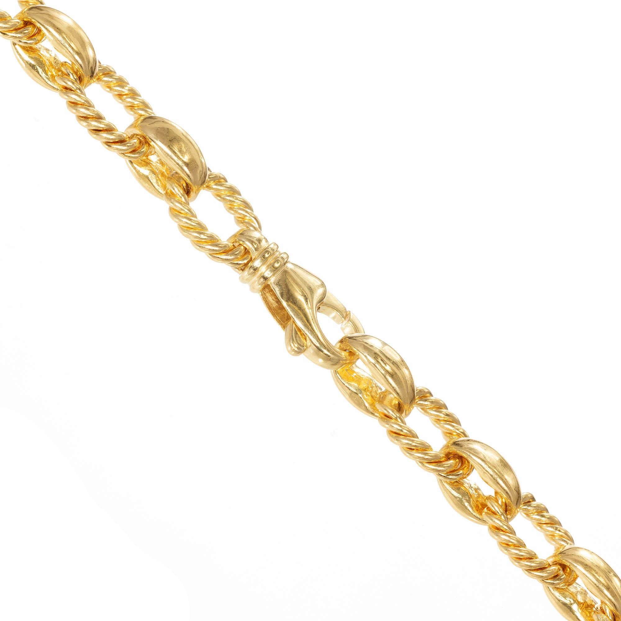 Peter Suchy Fancy Yellow Gold Link Chain Necklace In Good Condition In Stamford, CT