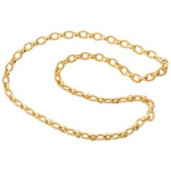 Peter Suchy Fancy Yellow Gold Link Chain Necklace