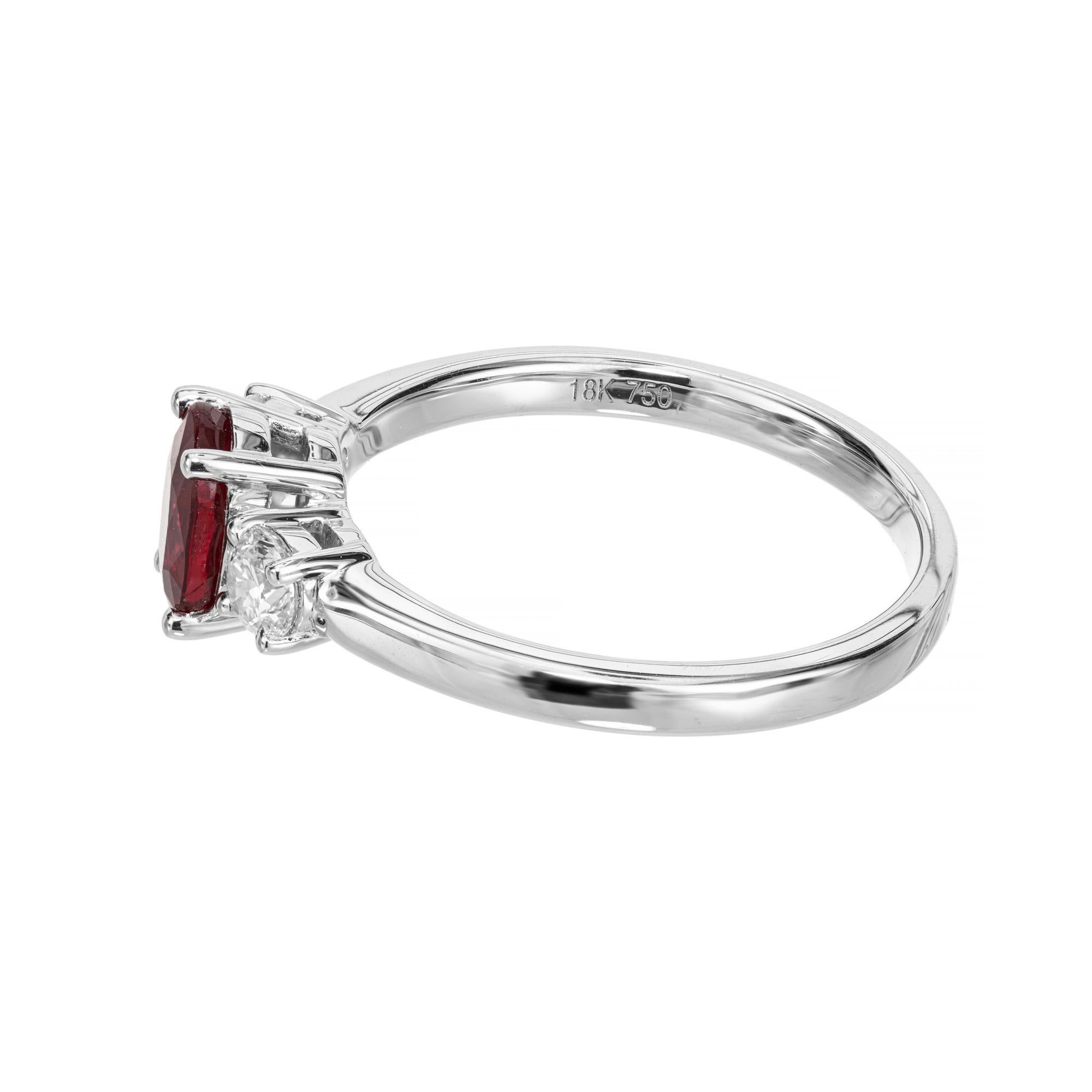 Peter Suchy GAL Certified .93 Carat Ruby Diamond Gold Engagement Ring (bague de fiançailles en or avec rubis)  Pour femmes en vente
