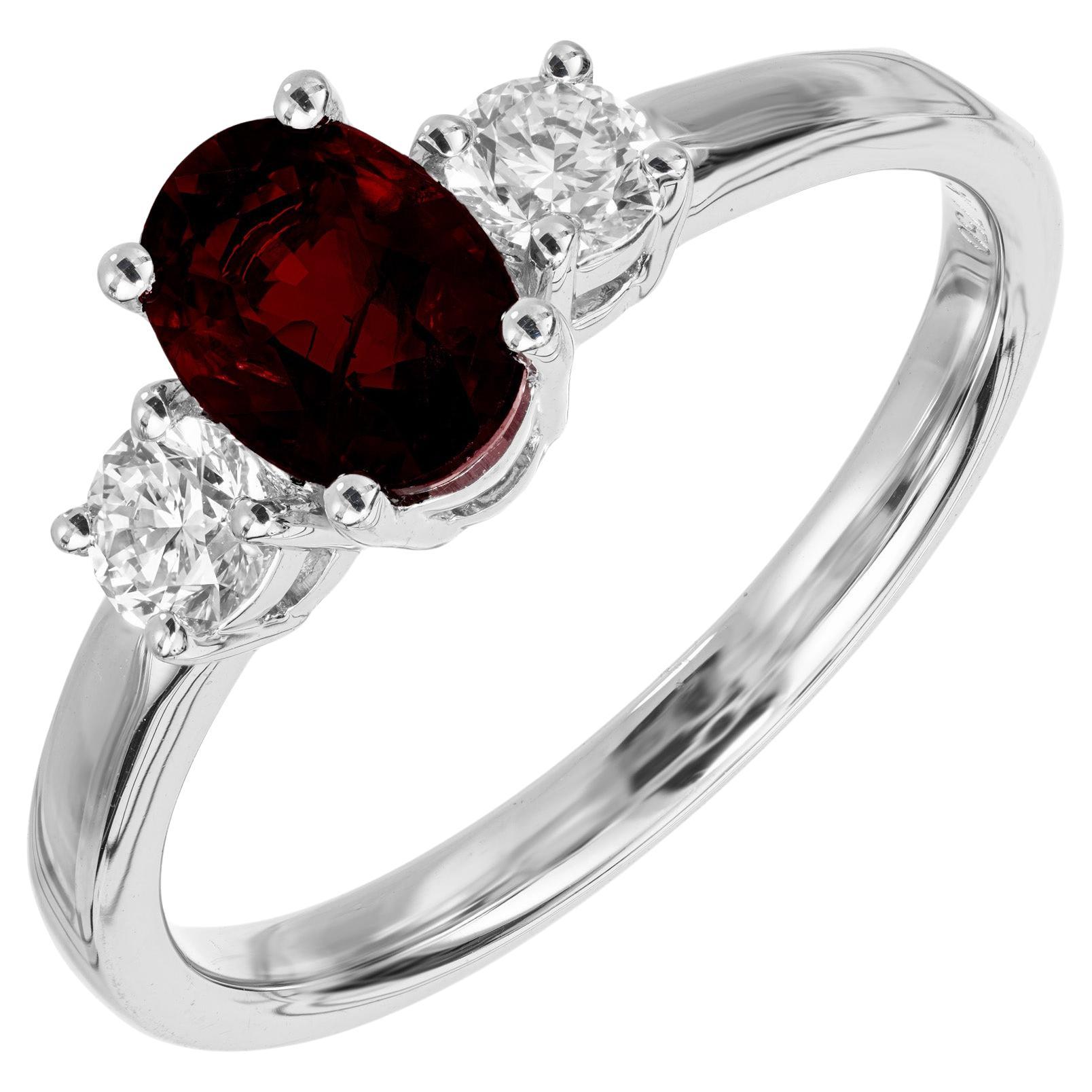 Peter Suchy GAL Certified .93 Carat Ruby Diamond Gold Engagement Ring  For Sale
