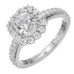 Peter Suchy Anello di fidanzamento in platino con diamante quadrato taglio cuscino da 1,01 carati GIA