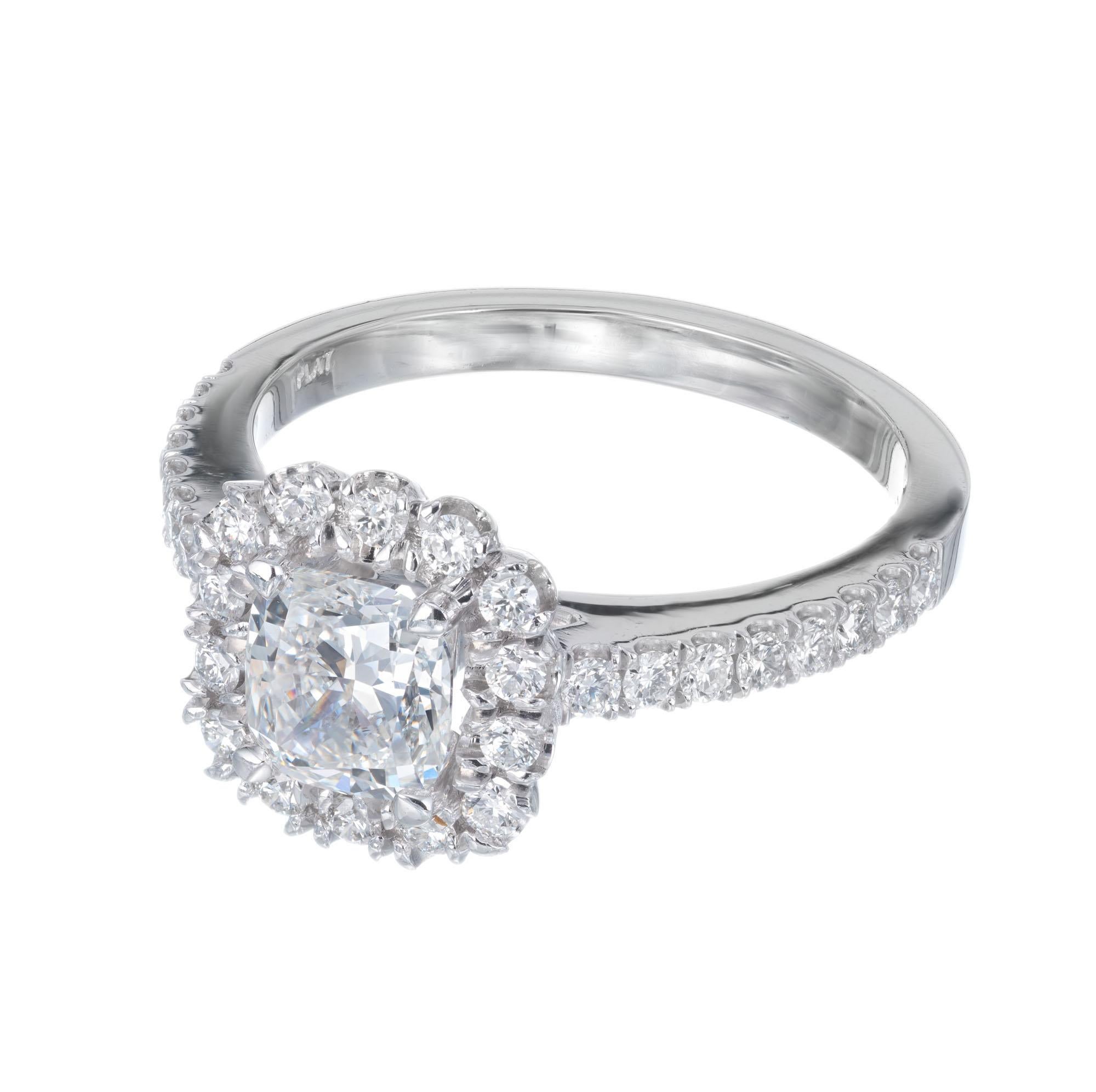 Platin-Verlobungsring, GIA 1,01 Karat quadratischer Diamant im Kissenschliff von Peter Suchy Damen im Angebot