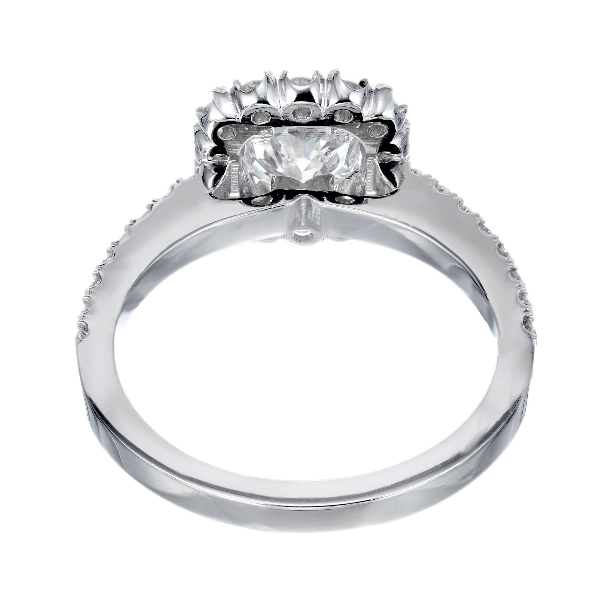 Women's Peter Suchy GIA 1.01 Carat Square Cushion Cut Diamond Platinum Engagement Ring For Sale