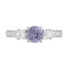 Peter Suchy GIA 1.02 Round Sapphire Diamond Platinum Engagement Ring