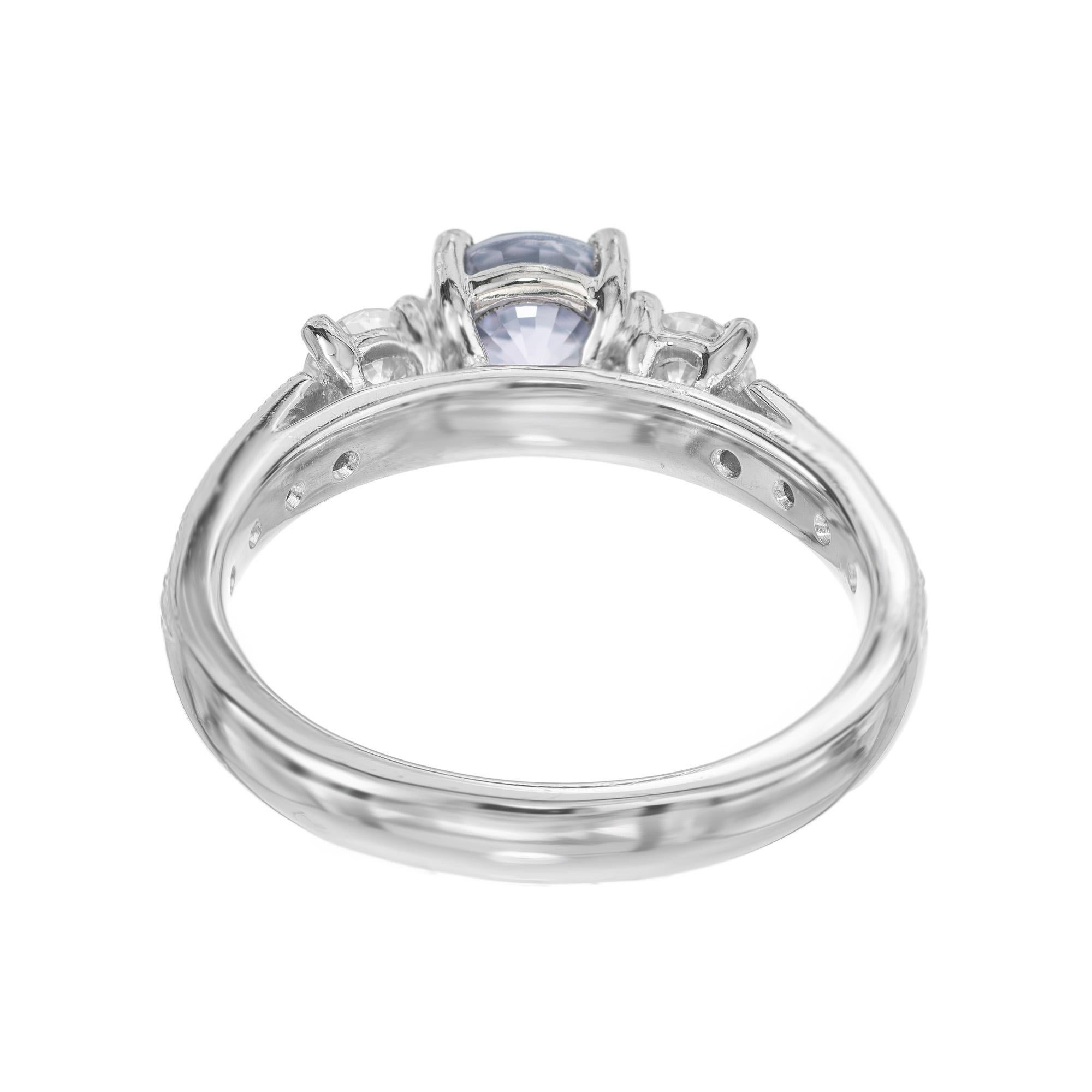 Peter Suchy GIA 1.02 Round Sapphire Diamond Platinum Engagement Ring For Sale 1