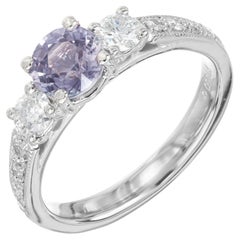 Peter Suchy GIA 1,02 Zaffiro rotondo Diamante Anello di fidanzamento in platino