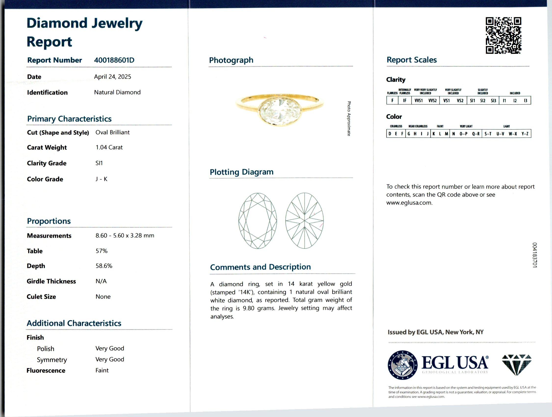 Peter Suchy, bague de fiançailles solitaire en or jaune avec diamant ovale de 1,04 carat certifié GIA Neuf - En vente à Stamford, CT