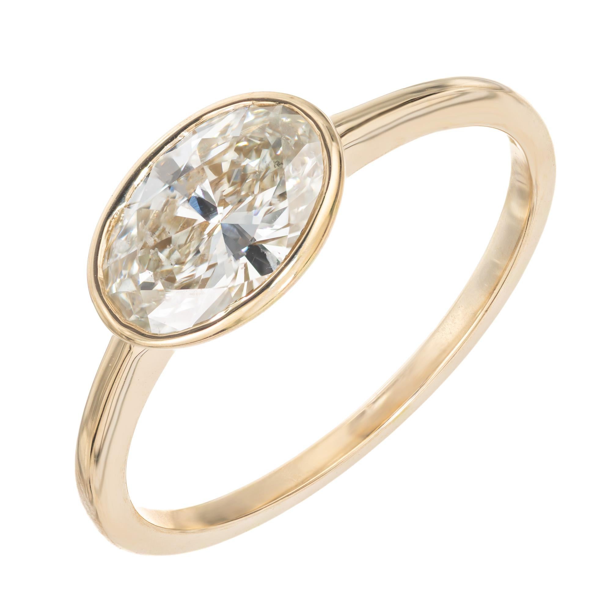 Peter Suchy, bague de fiançailles solitaire en or jaune avec diamant ovale de 1,04 carat certifié GIA Pour femmes en vente