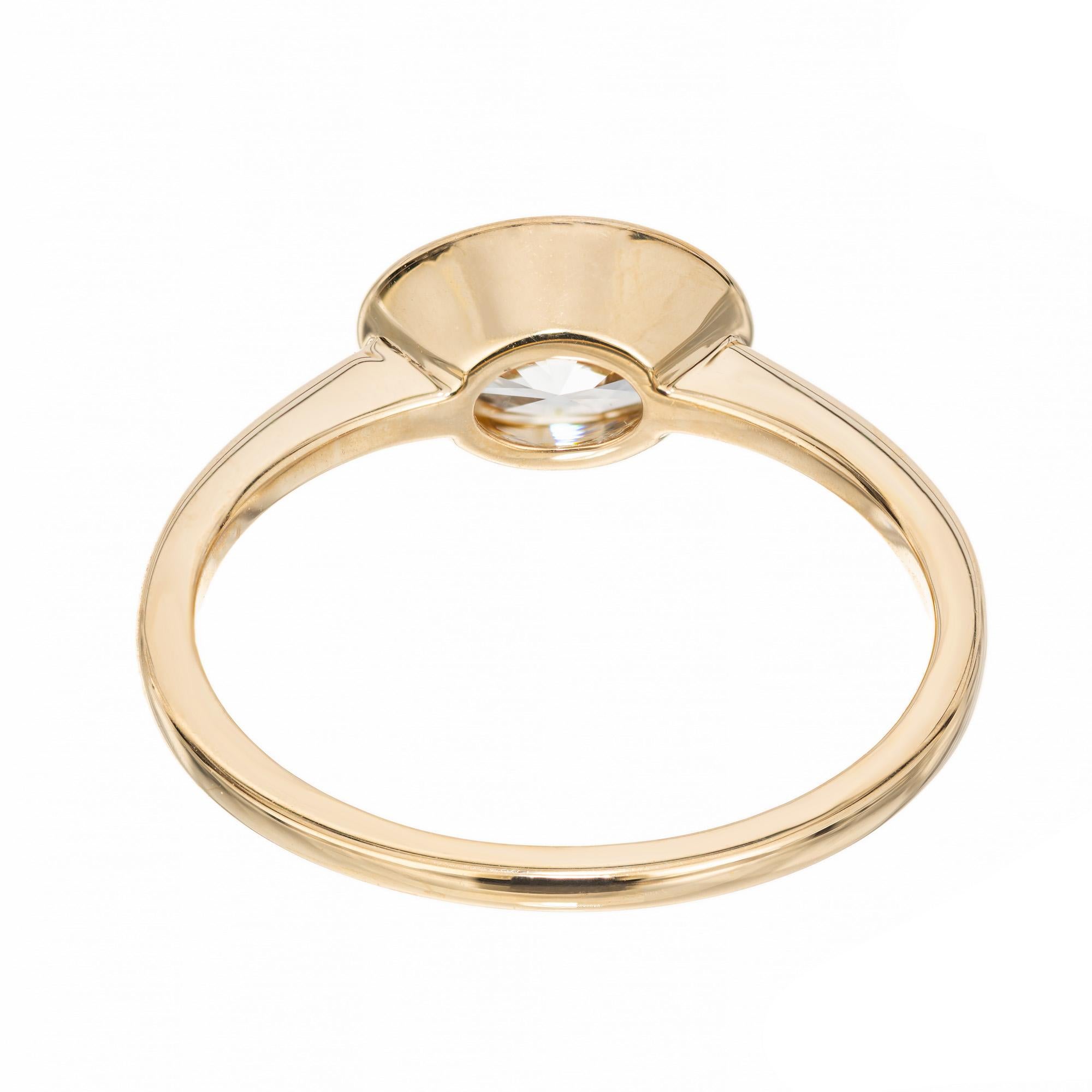 Peter Suchy, bague de fiançailles solitaire en or jaune avec diamant ovale de 1,04 carat certifié GIA en vente 2