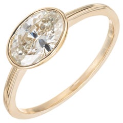 Peter Suchy GIA Anillo de compromiso solitario de oro amarillo con diamante oval de 1,04 quilates