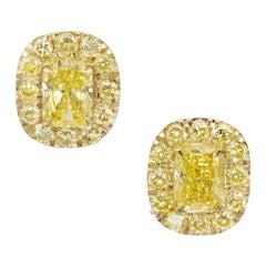 Peter Suchy GIA 1.19 Carat Certified Yellow Diamond Yellow Gold Earrings