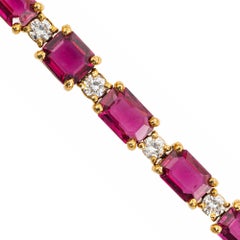 Bracelet tennis Peter Suchy GIA en or jaune, avec rubis et diamants de 12,99 carats