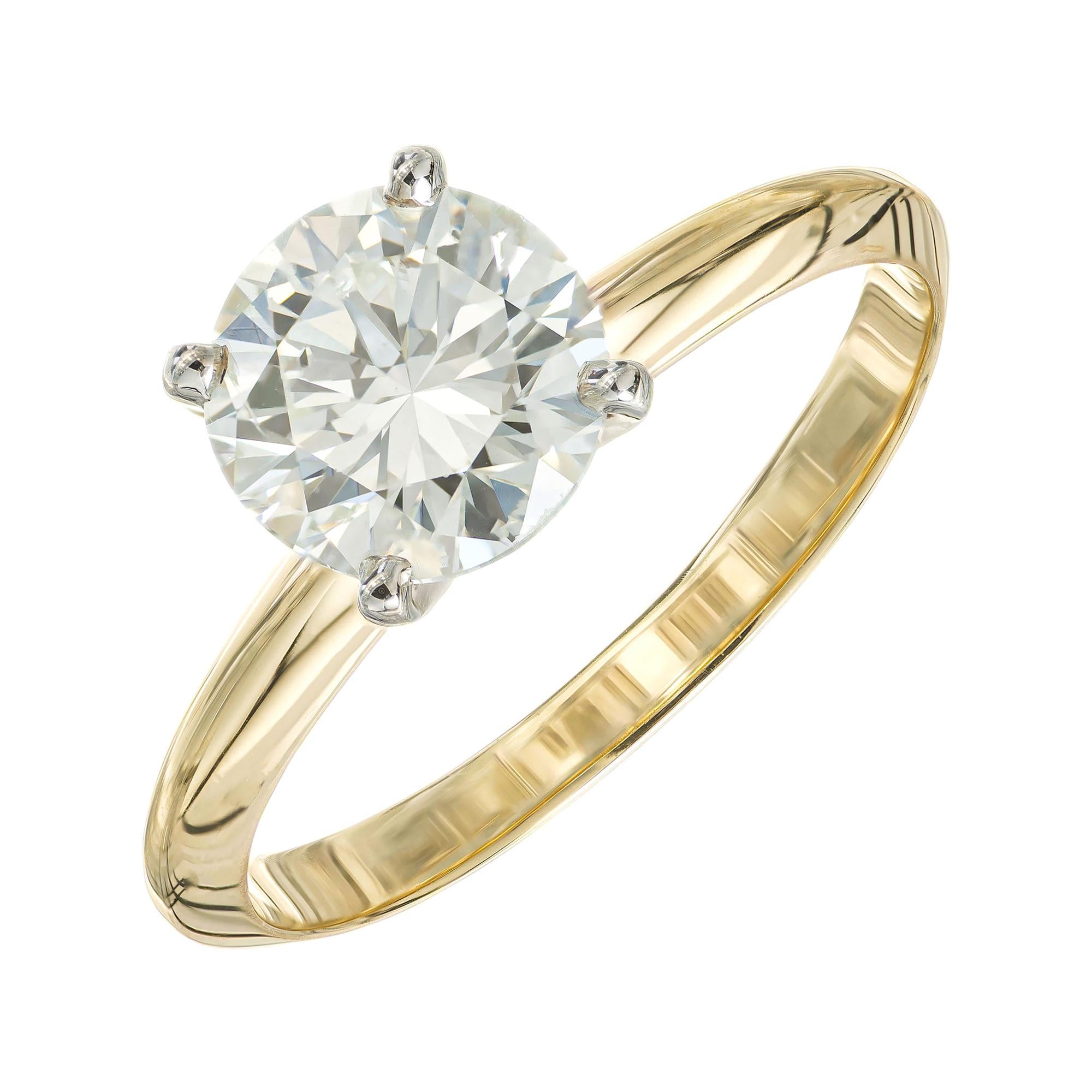 Peter Suchy Bague de fiançailles solitaire en or jaune avec diamant de 1,51 carat certifié GIA en vente
