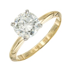 2.51 Carat Round Diamond Gold Solitaire Engagement Ring For Sale at 1stDibs