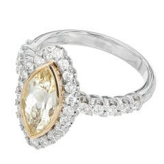 Peter Suchy GIA 1.62 Carat Yellow Sapphire Diamond Platinum Engagement Ring