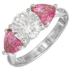Peter Suchy GIA 1.86 Carat Diamond Pink Sapphire Platinum Engagement Ring