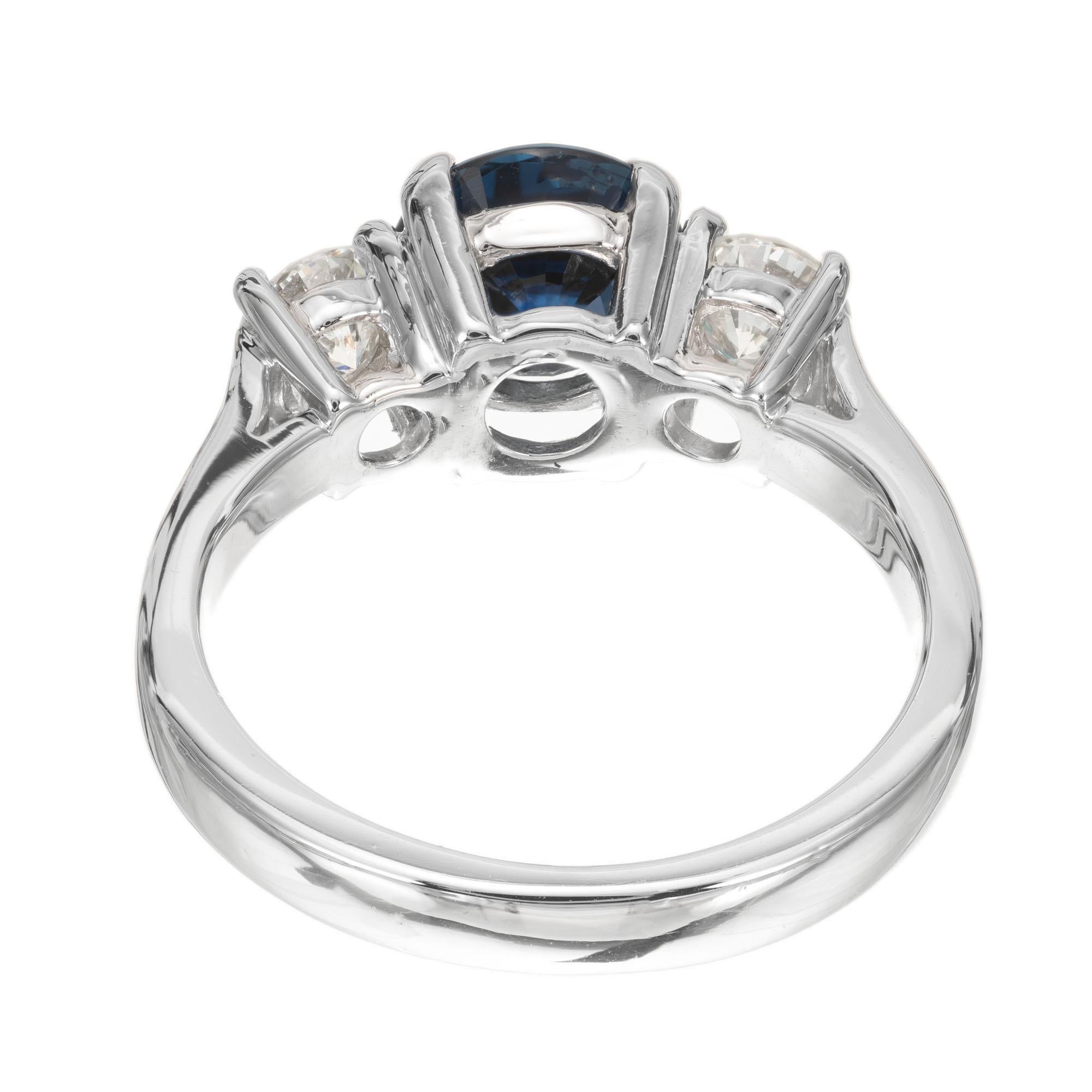 Women's Peter Suchy GIA 1.91 Carat Blue Sapphire Diamond Platinum Engagement Ring For Sale