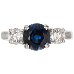 Peter Suchy GIA 1.91 Carat Blue Sapphire Diamond Platinum Engagement Ring