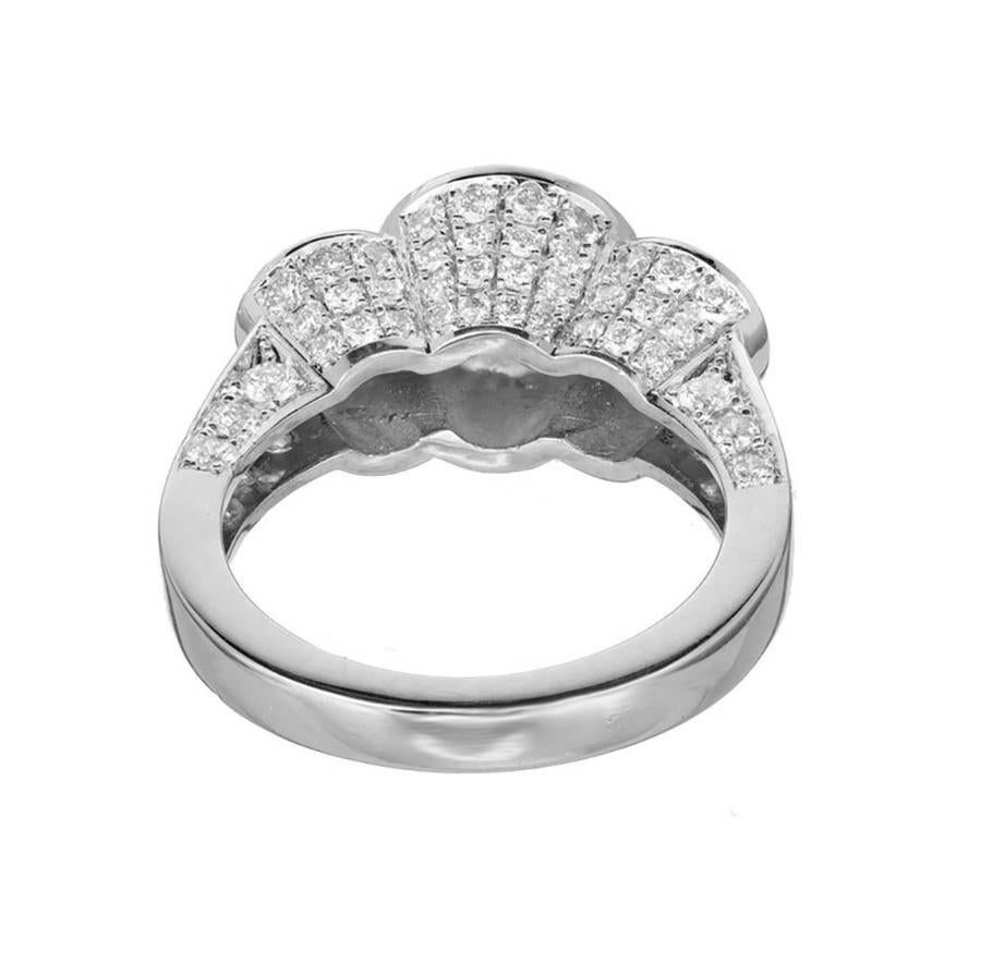 Women's Peter Suchy GIA 1.96 Carat Diamond Halo Three-Stone Platinum Engagement Ring For Sale