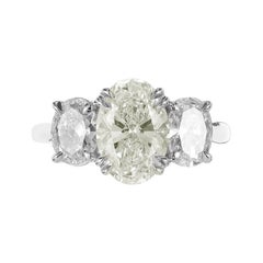 Peter Suchy GIA 2.01 Carat Oval Diamond Platinum Three-Stone Engagement Ring