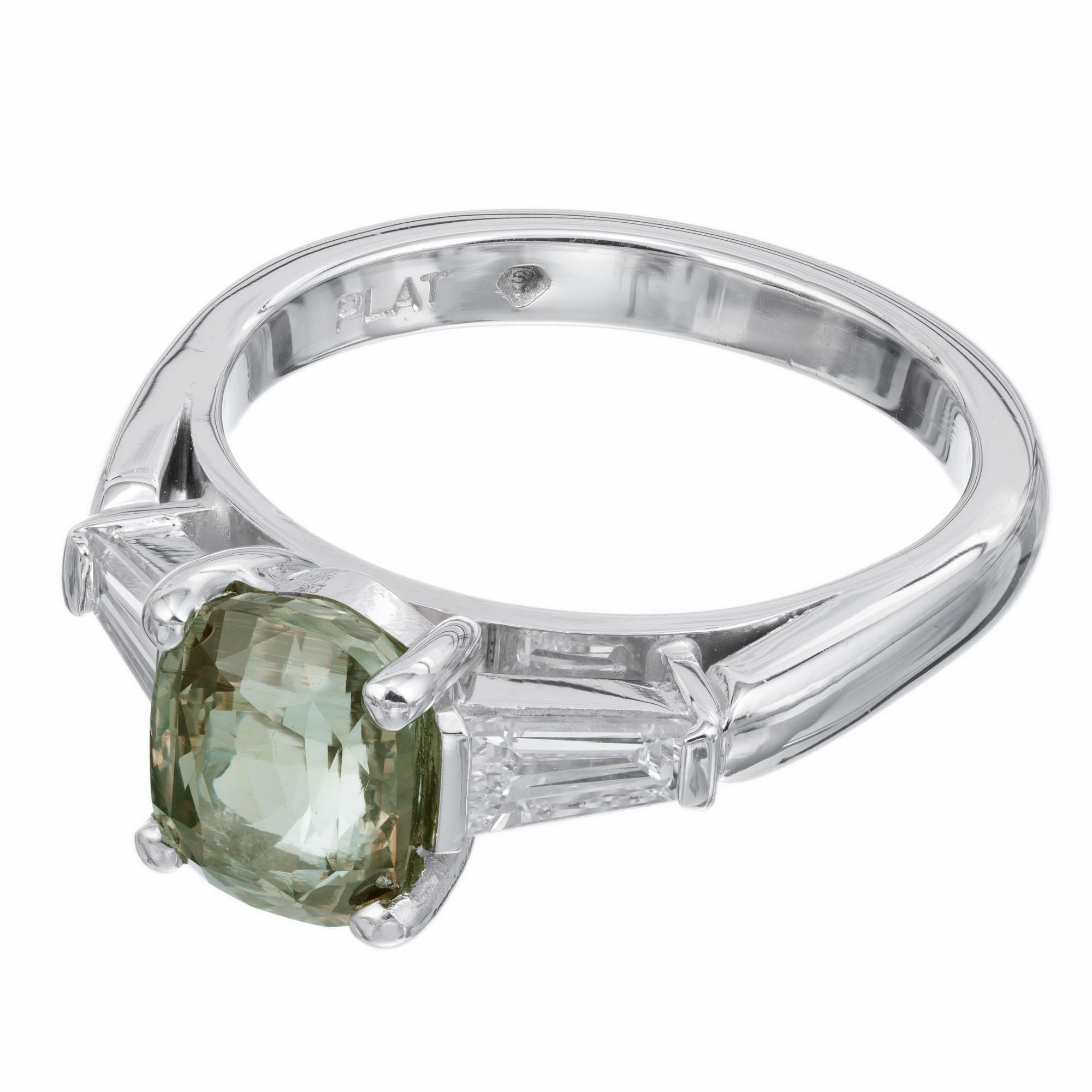 Cushion Cut Peter Suchy GIA 2.05 Carat Alexandrite Diamond Platinum Engagement Ring