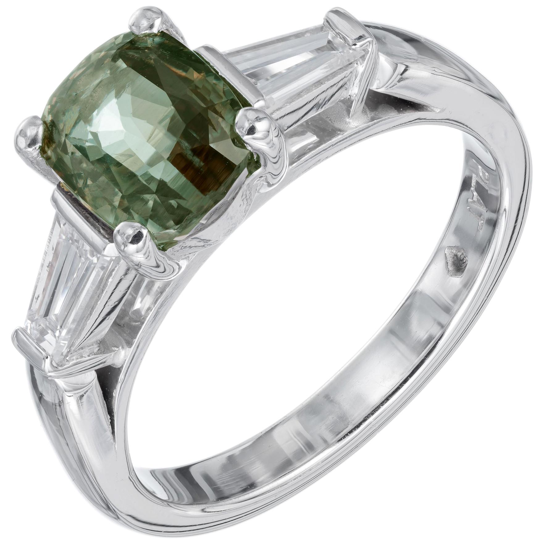 Peter Suchy GIA 2.05 Carat Alexandrite Diamond Platinum Engagement Ring