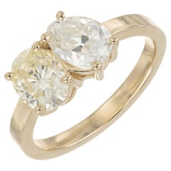 Peter Suchy GIA 2.10 Carat Diamond Yellow Gold Toe et Moi Engagement Ring