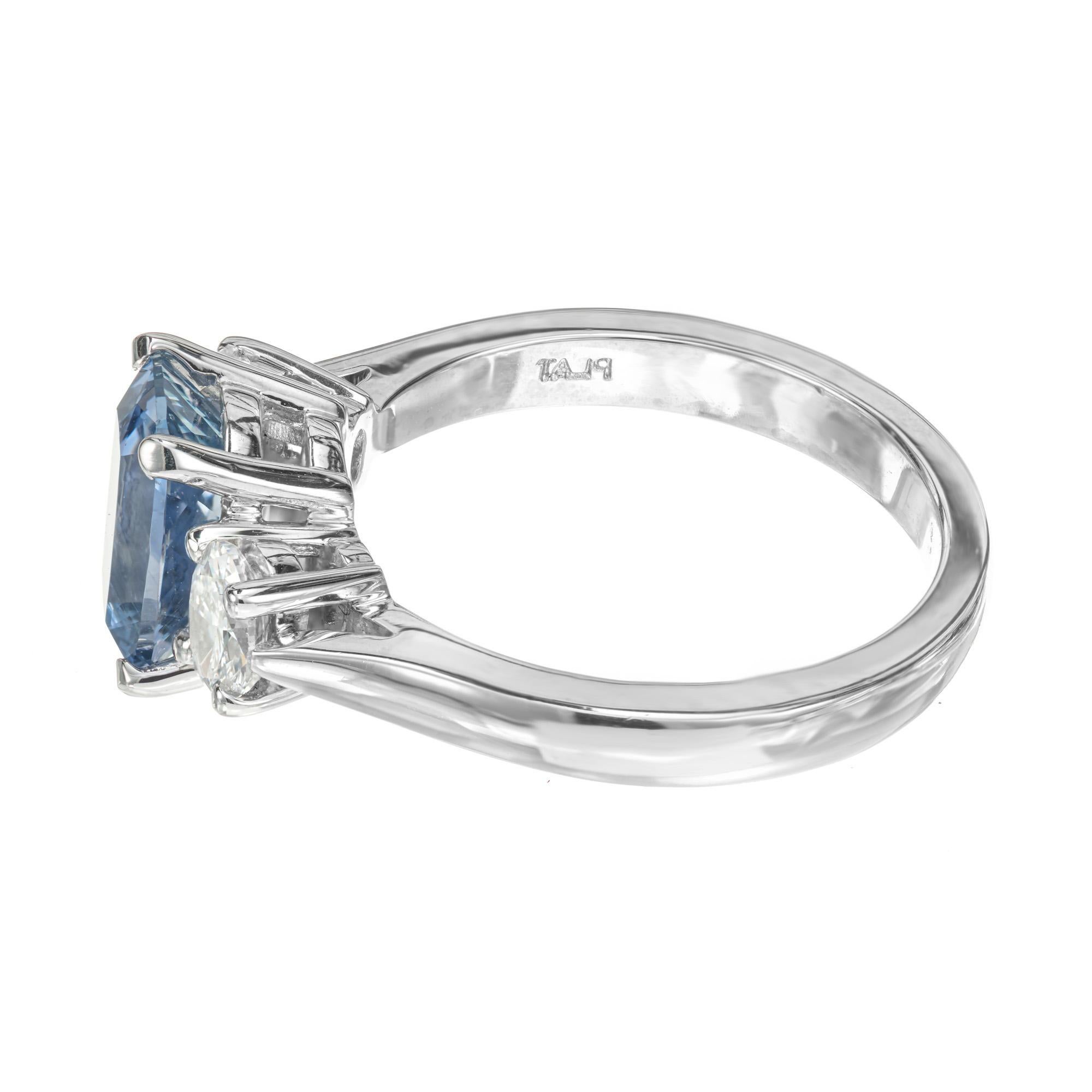 Women's Peter Suchy GIA 2.23 Carat Sapphire Diamond Platinum Three-Stone Engagement Ring For Sale