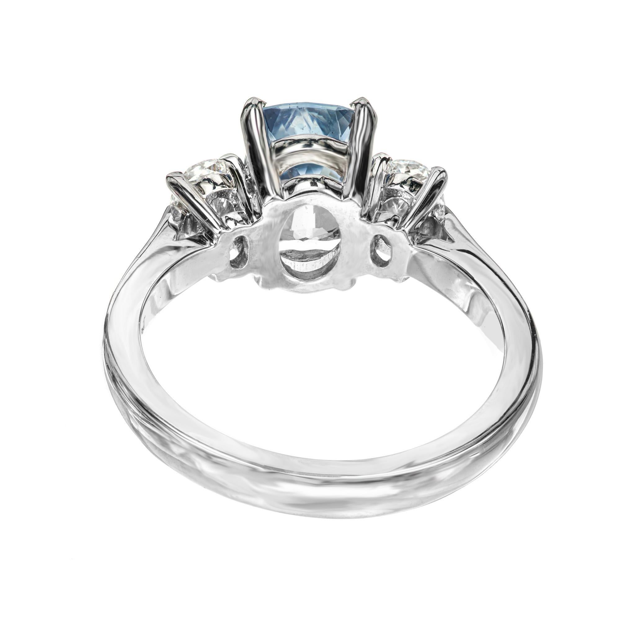 Peter Suchy GIA 2.23 Carat Sapphire Diamond Platinum Three-Stone Engagement Ring For Sale 1