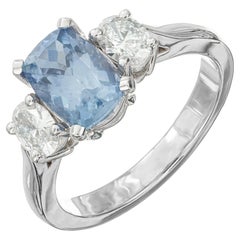 Peter Suchy GIA 2.23 Carat Sapphire Diamond Platinum Three-Stone Engagement Ring