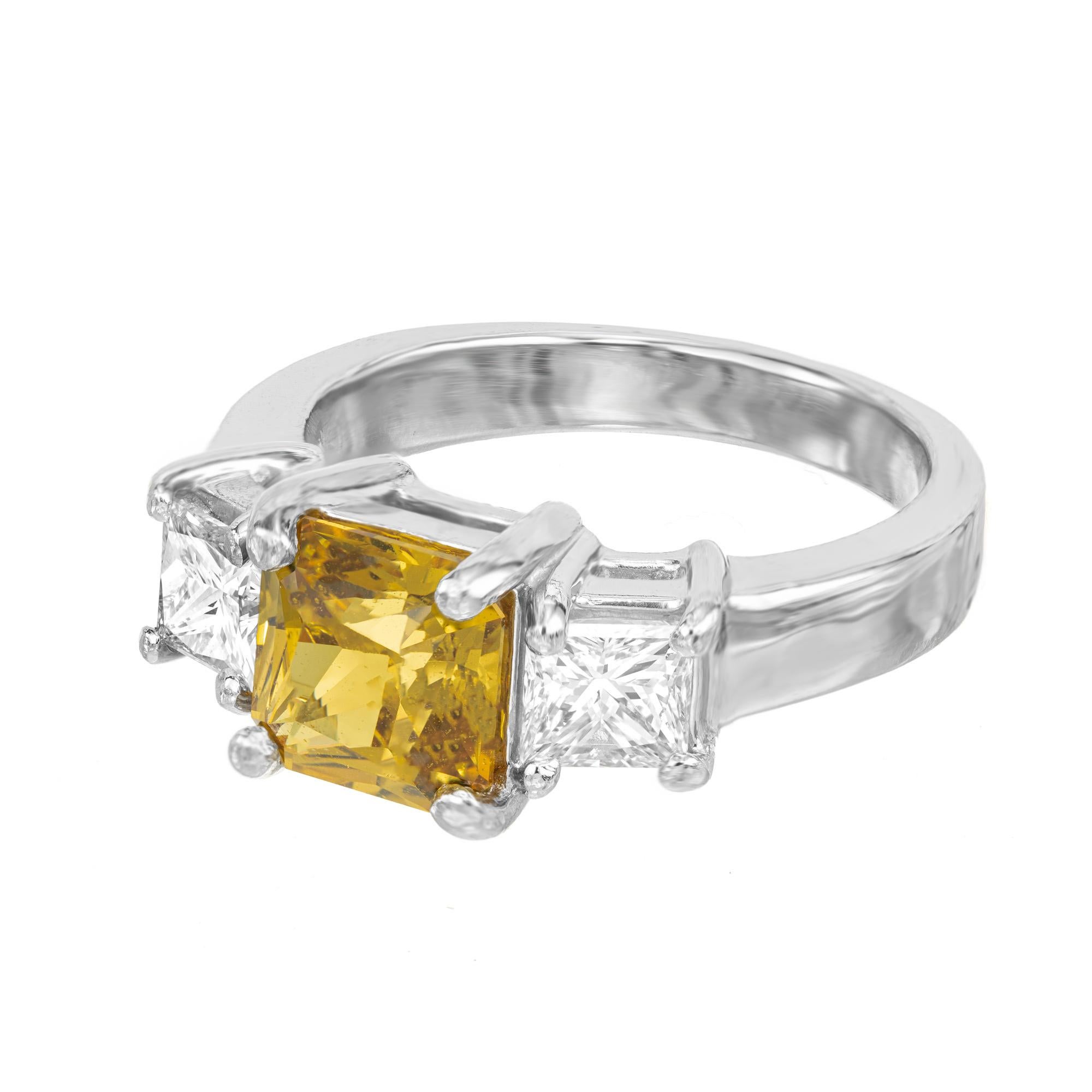 Octagon Cut Peter Suchy GIA 2.32 Carat Octagon Sapphire Diamond Platinum Engagement Ring For Sale