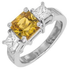 Peter Suchy, bague de fiançailles en platine avec saphir octogonal de 2,32 carats certifié GIA et diamants