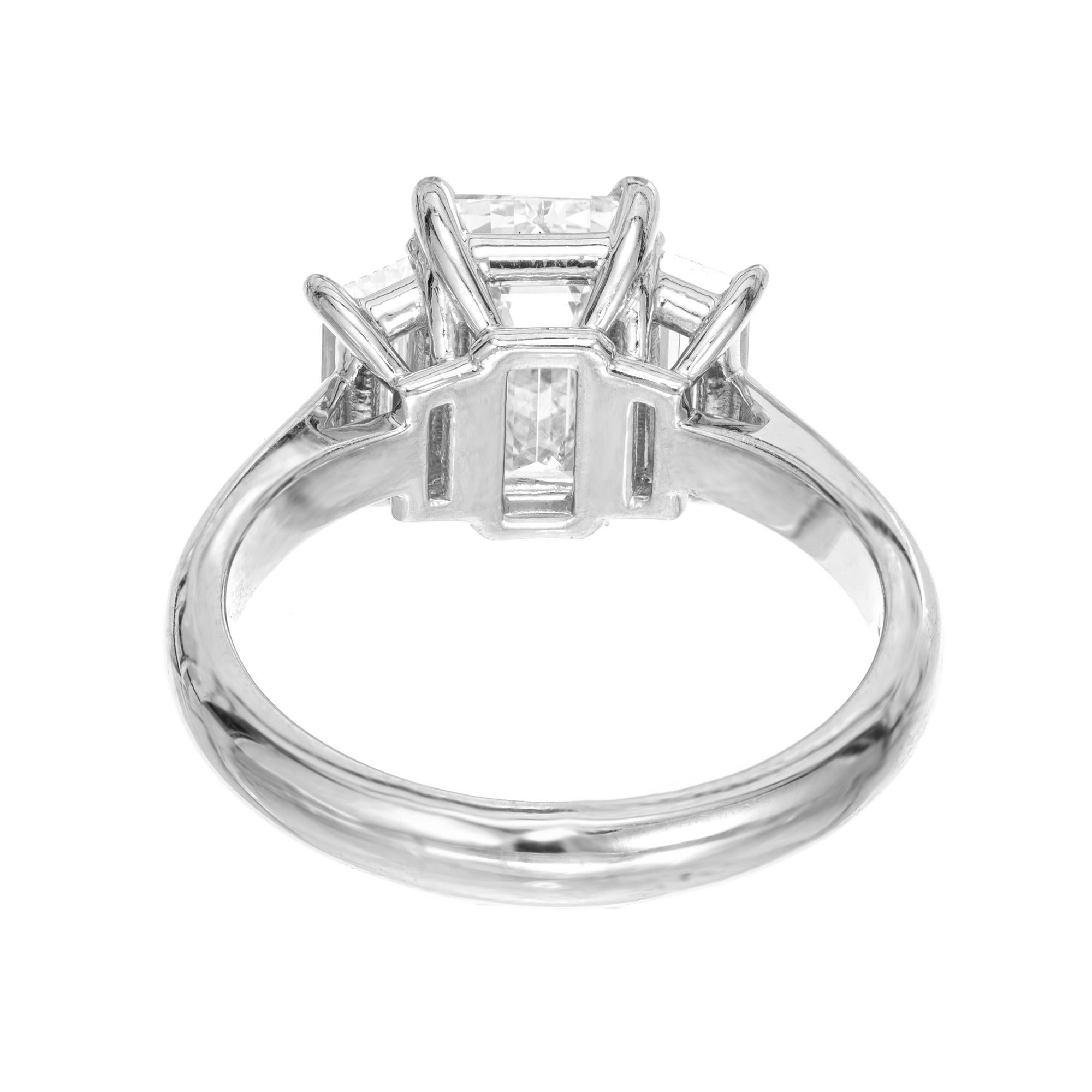 Peter Suchy GIA 2.41 Carat Diamond Platinum Three-Stone Engagement Ring In Excellent Condition For Sale In Stamford, CT