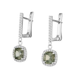 Peter Suchy GIA 2.43 Carat Sapphire Diamond White Gold Dangle Earrings
