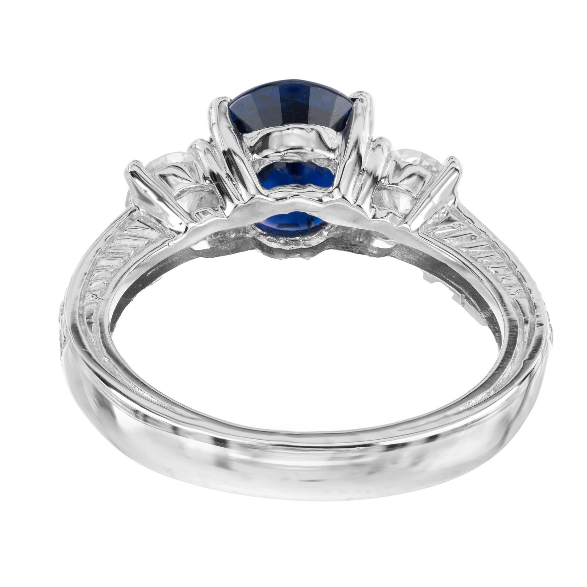 Peter Suchy GIA 2.48 Carat Blue Sapphire Diamond Platinum Engagement Ring For Sale 2