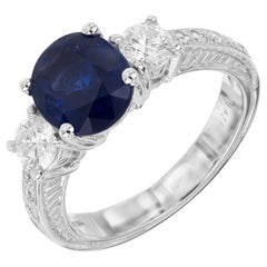 Peter Suchy Anello di fidanzamento in platino con diamante e zaffiro blu da 2.48 carati GIA